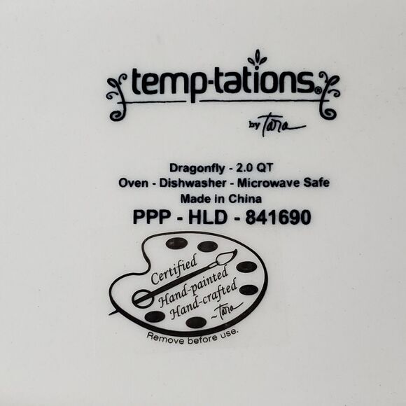 Temptations by Tara Green Dragonfly Ovenware Covered Casserole Set Oval 2qt, 1qt - Picture 4 of 14